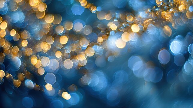 an abstract close up of bokeh lights against a dark background with a blurred effect, suggesting a festive or celebratory atmosphere