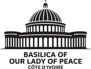 Obraz premium Basilica of Our Lady of Peace Cote d'Ivoire Silhouette Vector Design Catholic Cathedral Icon