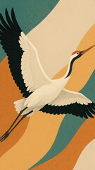 Fototapeta premium Elegant crane soaring gracefully mobile wallpaper