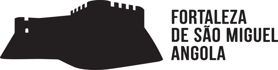 Fortaleza de São Miguel Luanda Angola Black Silhouette Vector Isolated Illustration