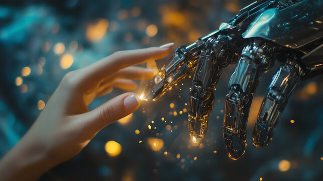 Human vs Robot, AI, Artificial Intelligence, abstract futuristic background, Touch of Talent transformation