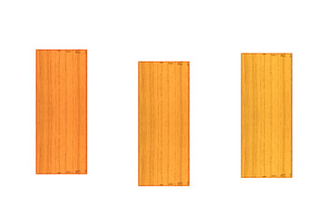 Vertical exotic wood of orange, mandarine, banana tree. Mordanted boards, short height size.