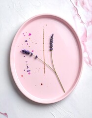Pink plate with lavender and sprinkles