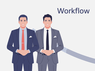 Two professional men in suits standing together, representing teamwork and successful business operations.