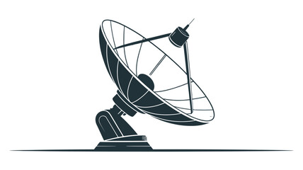 Sleek satellite dish antenna receiving signals against a clean white background.