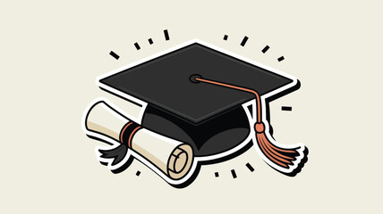 Graduation cap and diploma symbolize academic achievement and future success.