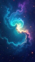 Obraz premium Swirling nebula of blues, greens, purples Cosmic, ethereal, abstract art , design, blue, fluid