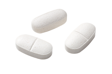 Three white oval pills