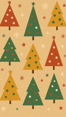 Festive colorful Christmas tree pattern mobile wallpaper