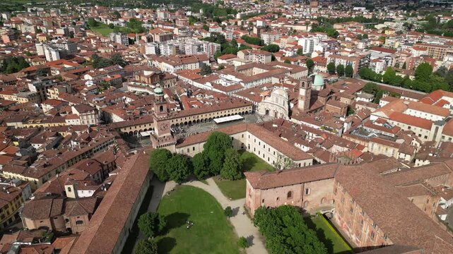 Aerial Perspective Vigevano Castle Italy, Lombary