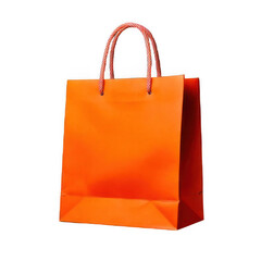 Orange Paper shopping Bag isolated on transparent background