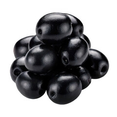 Pile of black olives isolated on transparent background.