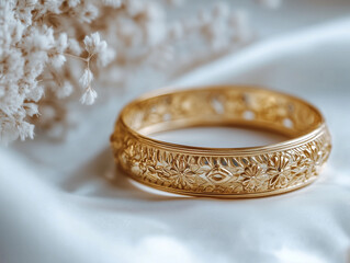 Indian Gold Jewel, an elegant traditional Indian jewelry. Indian wedding Bridal collection, South indian and north indian necklace, bangles, earings.