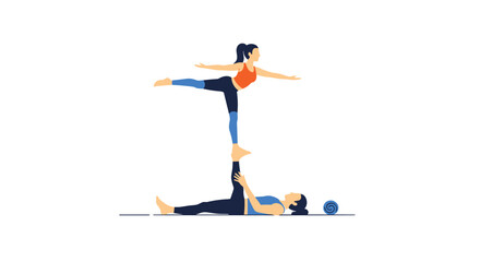 Obraz premium Creative Acrobatic Yoga Pose for Two People Practicing Together