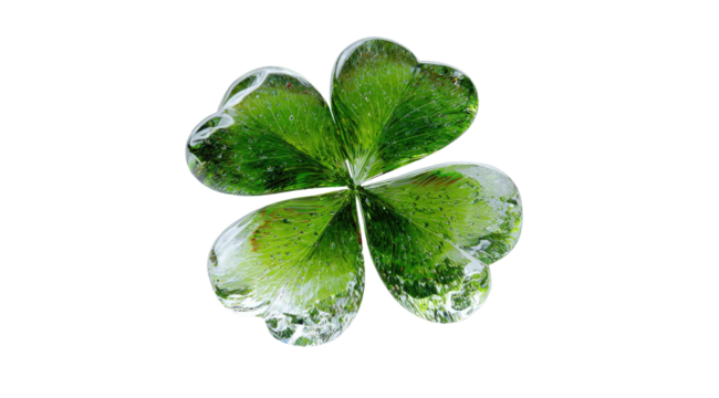 Close-up of vibrant four-leaf clover