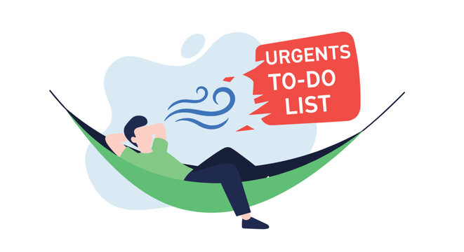 Man Resting in Hammock Feeling Relaxed From Urgent To Do List