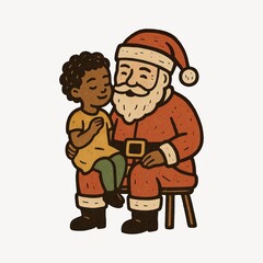 Naklejka premium Santa and child illustration
