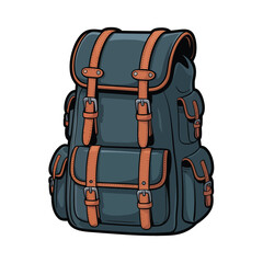 Adventure Travel Backpack Illustration with Multiple Pockets and Straps, Ideal for Hiking and Outdoor Exploration