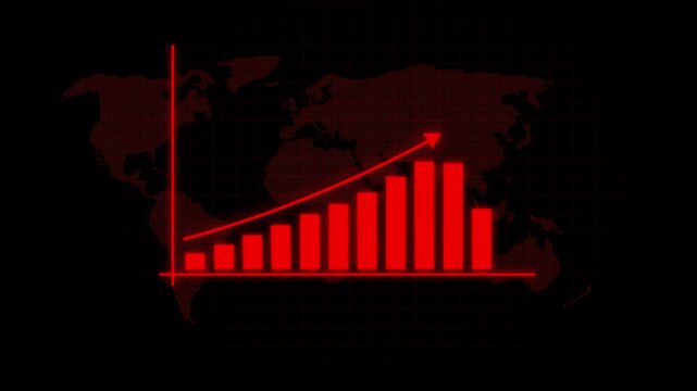 Business Growth and Success Concept. business graph chart & business growth animation. Digital red chart with growing business concept.