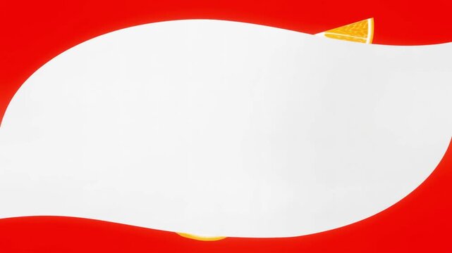 Pure white waves wash over orange slices on a solid red background, creating a metaphor for neutralizing acidity and protecting dental enamel