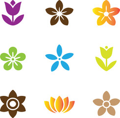 set of colorful flower icons