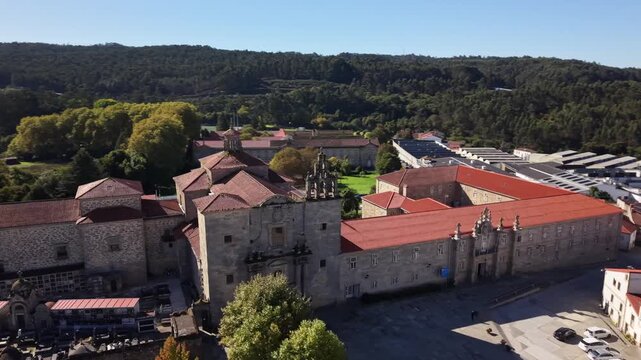 aereal view of Conxo. the Church and the psychiatric center in Santiago de Compostela.