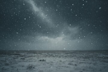 Serene snowy night landscape wallpaper.