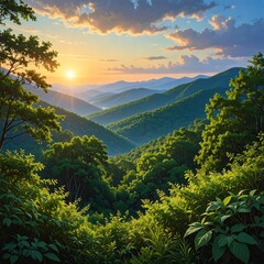 Sunset Over the Great Smoky Mountains National Park.