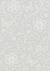 Elegant floral butterfly pattern wallpaper.