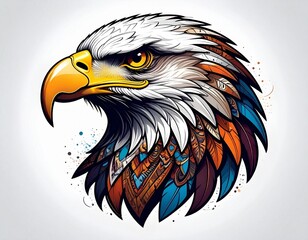 Fototapeta premium Majestic Eagle Head A Colorful Illustration of Strength, Freedom, and American Symbolism