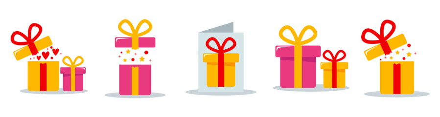 set gifts gift boxes with ribbons vector