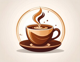 Obraz premium A warm and inviting illustration of a steaming hot coffee cup, beautifully representing the comforting concept of a delightful beverage moment, ideal for cafe branding, menu design, and cozy themes