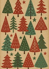 Obraz premium Festive patterned trees wallpaper.