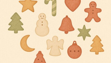 Obraz premium Festive holiday cookie shapes wallpaper for desktop