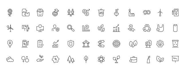 ESG flat editable line icon set. Vector line icon collection related to ecology, environment social governance, risk