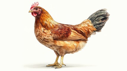 Fototapeta premium Brown hen isolated on white background.