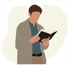 man reading a book. Young man reading a book. 