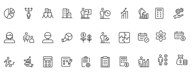  Public utilities linear signed icon collection. Signed thin line icons collection. Set of public utilities simple outline icons.