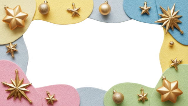 Elegant Festive Frame with Golden Stars and Baubles