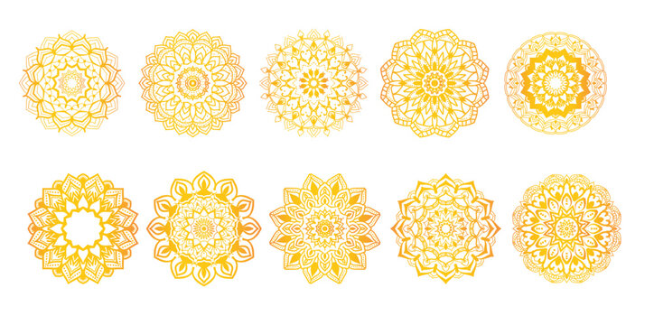 ornament round set with mandala geometric circle element