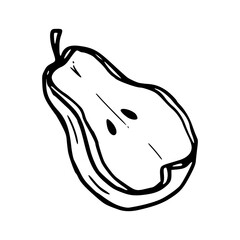 half pear line art with seeds