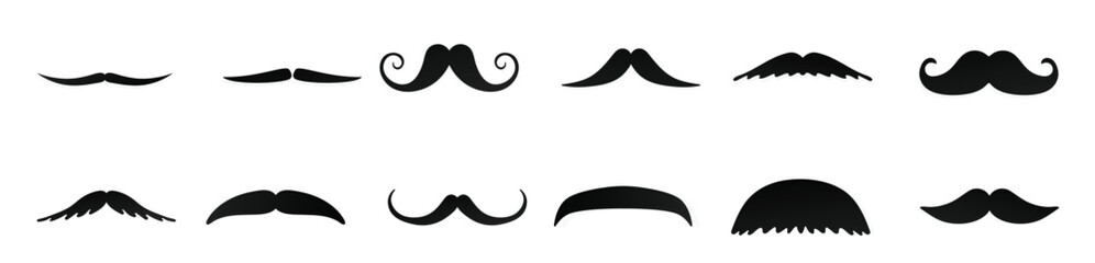 strong man mustaches flat style icon signs set vector