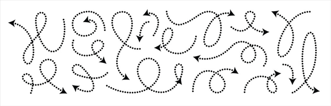 squiggly dotted arrow dashed curve line arow set rise