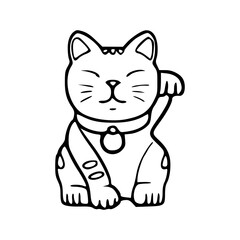 minimalist Asian culture charm: fortune cat illustration