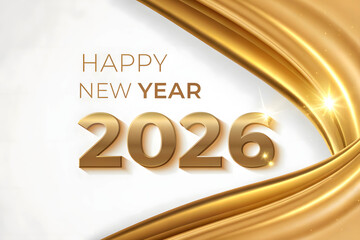 Golden Fabric Waves Happy New Year 2026 Celebration