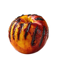 Grilled Peach: Close-up of a perfectly grilled peach, showcasing the char marks and its luscious, juicy flesh. the culinary artistry