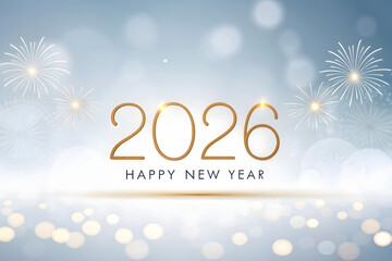 Happy New Year 2026 with golden numerals and bokeh lights