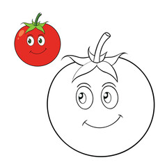 A fun tomato coloring page featuring a plump, round tomato with smooth skin and leafy top. Perfect for kids to color and learn about healthy vegetables in a creative way.
