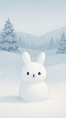 Cute snow bunny landscape wallpaper for mobile phone