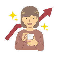 人物 上昇して喜ぶ女性